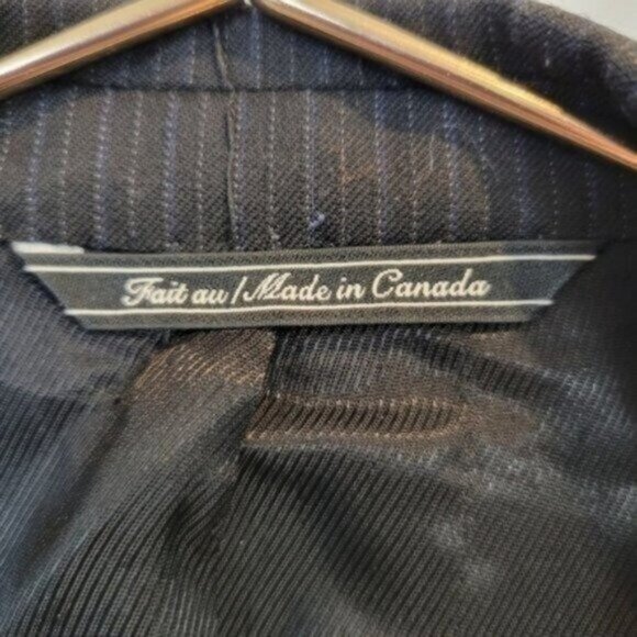 Jack Victor Wool Men's 2 Button front Pin Striped Blazer Suit Jacket Navy Black - Picture 6 of 7